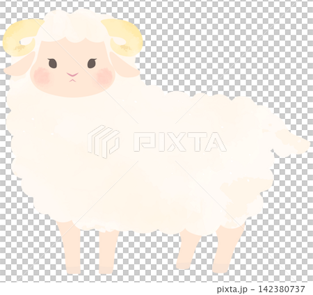 Cute illustration of a sheep facing forward (2) Cute illustration of a sheep facing forward (2) 142380737