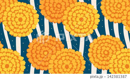 Yellow Flower Retro floral surface pattern seamless background Yellow Flower Retro floral surface pattern seamless background 142381387