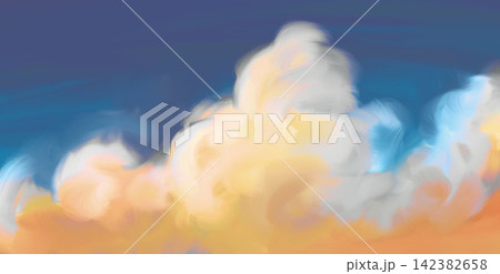 Navy Sky Painterly Cloud with Golden Orange Glow Navy Sky Painterly Cloud with Golden Orange Glow 142382658