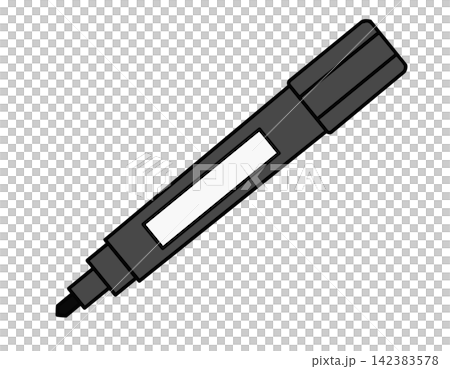 Marker pen, oil-based pen, broad tip, stationery, writing instrument, office supplies, black, simple illustration. Marker pen, oil-based pen, broad tip, stationery, writing instrument, office supplies, black, simple illustration. 142383578