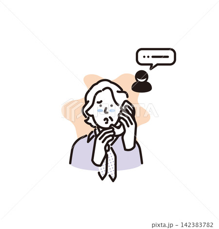シンプル イラスト 電話詐欺に怯えるシニア女性 ベクターイラスト シンプル イラスト 電話詐欺に怯えるシニア女性 ベクターイラスト 142383782