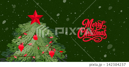 Elegant Christmas Greeting Banners with Pine Branches and Ornaments Elegant Christmas Greeting Banners with Pine Branches and Ornaments 142384237