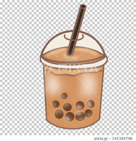 Iced boba bubble milk tea with tapioca pearls takeaway cup straw cafe drink sticker print visual graphic clipart artwork design icon element illustration Iced boba bubble milk tea with tapioca pearls takeaway cup straw cafe drink sticker print visual graphic clipart artwork design icon element illustration 142384796