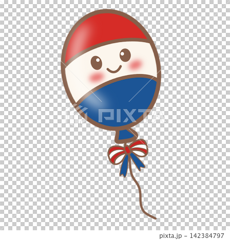 Cute smiling balloon with USA flag colors red white blue patriotic 4th of July sticker print visual graphic clipart artwork design icon element illustration 142384797