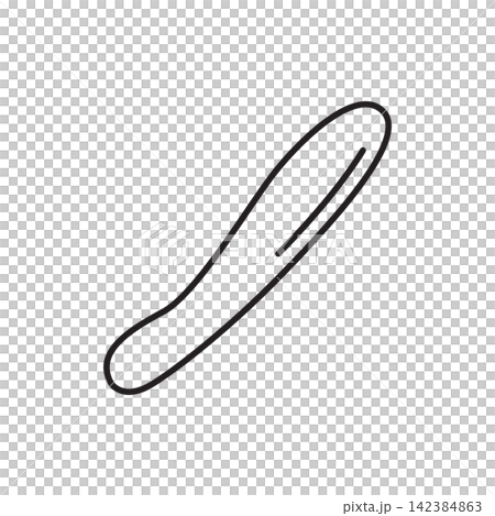 Minimalist line art icon of a smooth bone folder tool for creasing and burnishing leather seams. Minimalist line art icon of a smooth bone folder tool for creasing and burnishing leather seams. 142384863