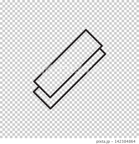 Minimalist line art icon of a sanding block stick for smoothing and shaping raw leather edges. Minimalist line art icon of a sanding block stick for smoothing and shaping raw leather edges. 142384864
