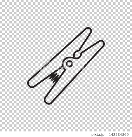 Minimalist line art icon of a spring-loaded edge clamp for holding leather layers together. Minimalist line art icon of a spring-loaded edge clamp for holding leather layers together. 142384869