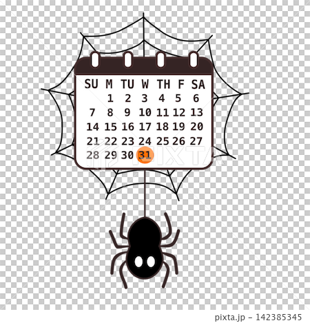 Halloween October calendar grid with spider web hanging spider autumn holiday planner sticker print visual graphic clipart artwork design icon element illustration Halloween October calendar grid with spider web hanging spider autumn holiday planner sticker print visual graphic clipart artwork design icon element illustration 142385345