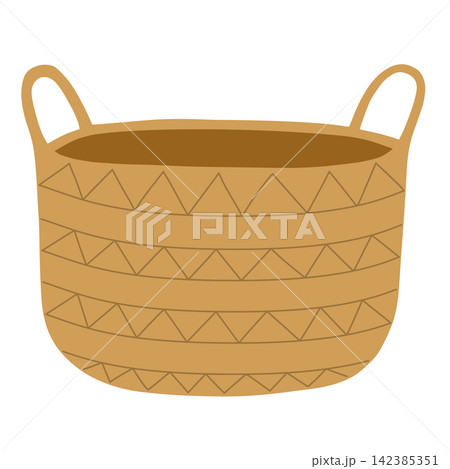 Woven rattan basket bamboo laundry storage container interior home decor organization sticker print visual graphic clipart artwork design icon element illustration 142385351