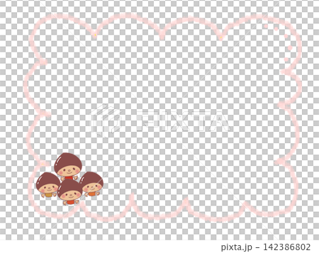 Autumn flavors, the season of appetite, the smiling chestnut boy brothers, speech bubble, frame Autumn flavors, the season of appetite, the smiling chestnut boy brothers, speech bubble, frame 142386802