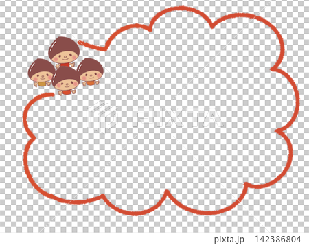 Autumn flavors, the season of appetite, the smiling chestnut boy brothers, speech bubble, frame Autumn flavors, the season of appetite, the smiling chestnut boy brothers, speech bubble, frame 142386804