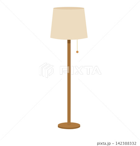 Tall standing floor lamp home interior lighting furniture room decor lampshade light sticker print visual graphic clipart artwork design icon element illustration 142388332