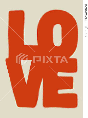 Halftone love typography retro poster featuring bold orange dotted text Halftone love typography retro poster featuring bold orange dotted text 142389028