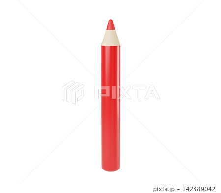 3d Vibrant red lip pencil with natural wood tip isolated on background, perfect for cosmetics, beauty branding, makeup, art projects, school supplies. 3d render 3d Vibrant red lip pencil with natural wood tip isolated on background, perfect for cosmetics, beauty branding, makeup, art projects, school supplies. 3d render 142389042