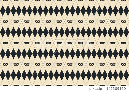 Black Diamond Circus Seamless Pattern with Masquerade Masks 142389160