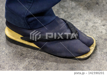 A traditional Japanese obi footwear detail A traditional Japanese obi footwear detail 142390201
