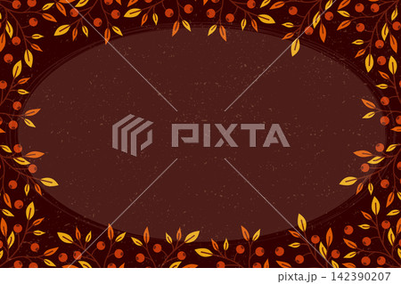 dark autumn frame vector illustration with textured background and branches. 142390207