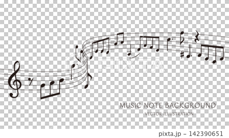 Wavy music sheet: background vector illustration of musical notes lined up on staves Wavy music sheet: background vector illustration of musical notes lined up on staves 142390651