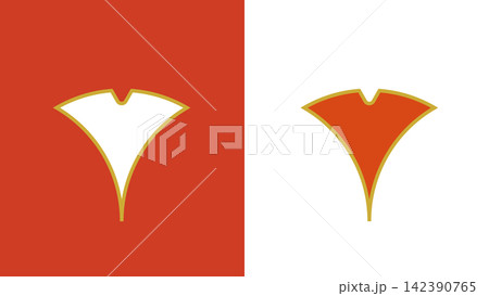紅白のシンプルないチョウの葉シルエット 紅白のシンプルないチョウの葉シルエット 142390765