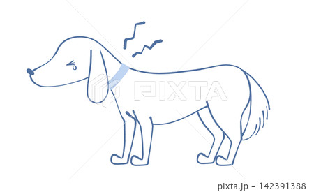 首が痛い犬のイラスト 首が痛い犬のイラスト 142391388