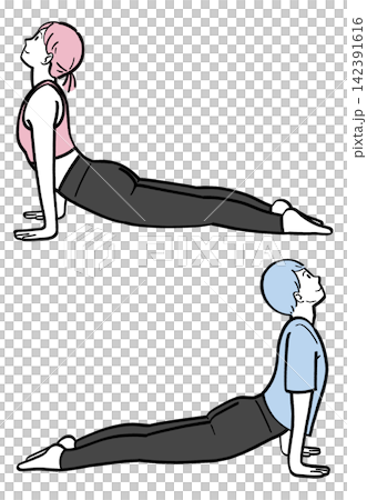 Yoga - Upward-Facing Dog Pose - Set - 01 Yoga - Upward-Facing Dog Pose - Set - 01 142391616