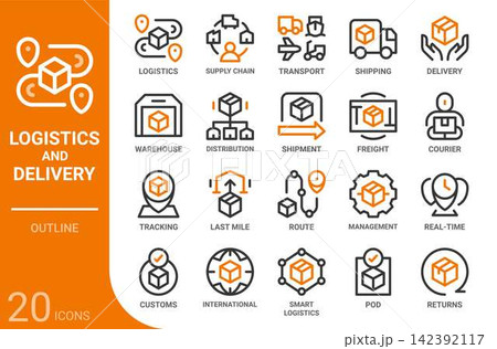 logistics and delivery outline icon set,20 vector icons 142392117