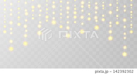 Light bulbs curtain, star festoon header. Fairy garland hanging strings. Christmas decoration png, holiday lamp ball, gold glitter festive pattern. 3d wire wedding party ornament, warm bokeh frame. Light bulbs curtain, star festoon header. Fairy garland hanging strings. Christmas decoration png, holiday lamp ball, gold glitter festive pattern. 3d wire wedding party ornament, warm bokeh frame. 142392302