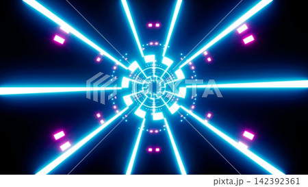 Blue Zigzag Pattern Shining Rays and Neon Dot Lights Blue Zigzag Pattern Shining Rays and Neon Dot Lights 142392361