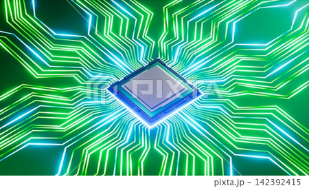 Power supply of cpu on electronic circuit pattern board 3d rendering Power supply of cpu on electronic circuit pattern board 3d rendering 142392415