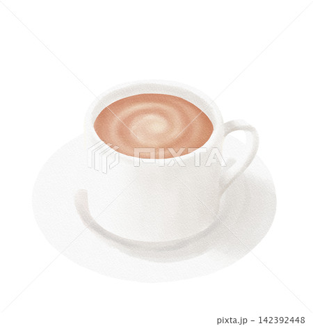 水彩で描いたカフェラテ 水彩で描いたカフェラテ 142392448
