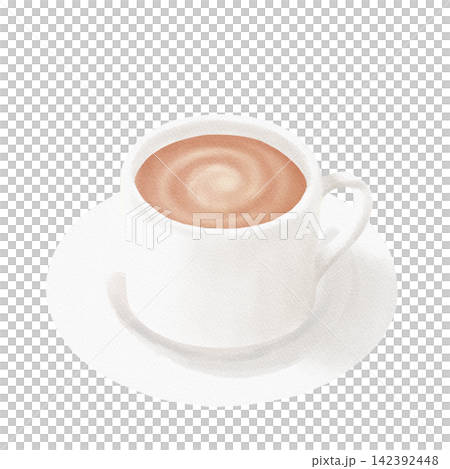 水彩で描いたカフェラテ 水彩で描いたカフェラテ 142392448