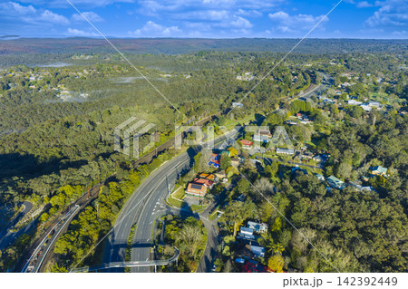 Aerial photograph of the Great Western Highway in Woodford Aerial photograph of the Great Western Highway in Woodford 142392449