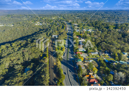 Aerial photograph of the Great Western Highway in Woodford Aerial photograph of the Great Western Highway in Woodford 142392450