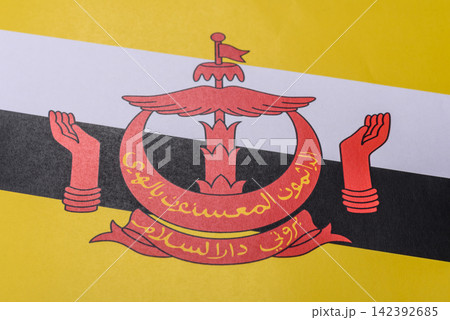 Brunei flag as a symbol of national independence. The Brunei flag 142392685