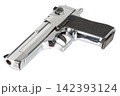 Desert Eagle Chrome Semi-Automatic Pistol Isolated on White Background 142393124