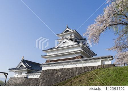 上山城と桜 142393302
