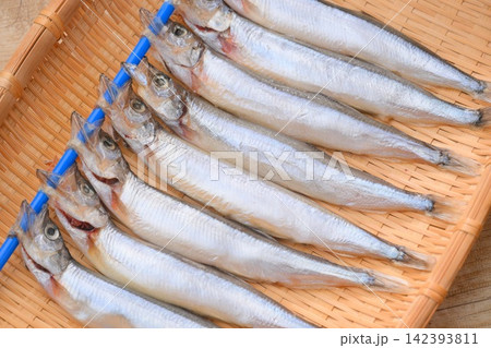 注意)未加熱・未調理です。ししゃも、シシャモ、柳葉魚、魚。 注意)未加熱・未調理です。ししゃも、シシャモ、柳葉魚、魚。 142393811