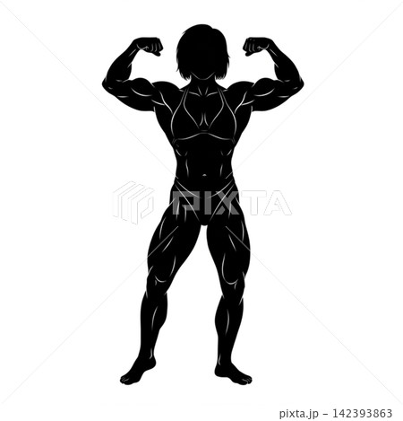 Silhouette of a female bodybuilder 142393863