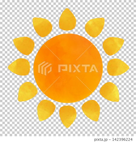 水彩タッチのかわいい太陽イラスト 水彩タッチのかわいい太陽イラスト 142396224