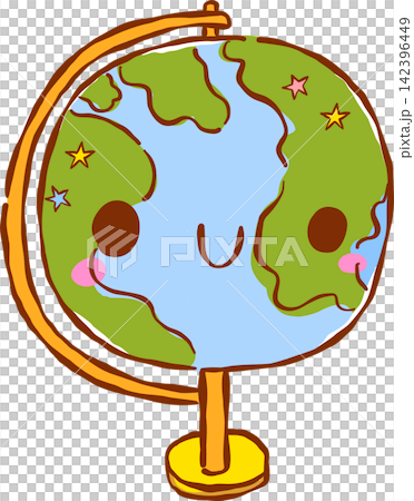 Back to School Kawaii Globe Cartoon Hand Drawn 142396449