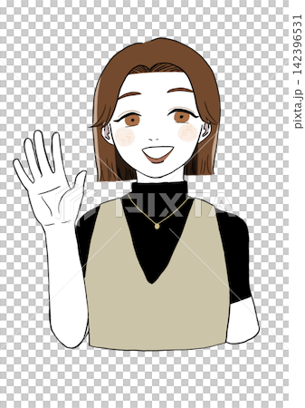 A woman greeting with a smile A woman greeting with a smile 142396531
