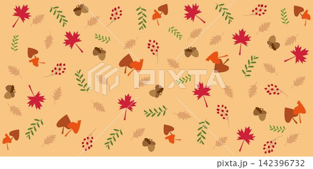 秋の紅葉のベクターイラストセット 秋の紅葉のベクターイラストセット 142396732