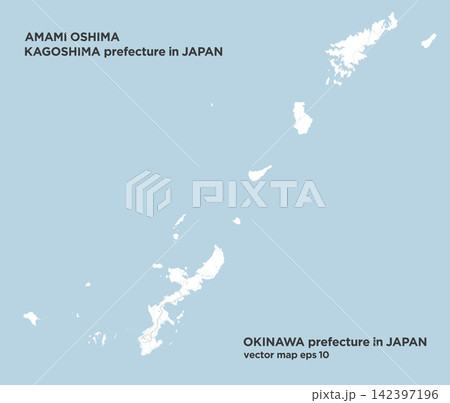 日本の沖縄と奄美大島のシンプルなロードマップ 142397196