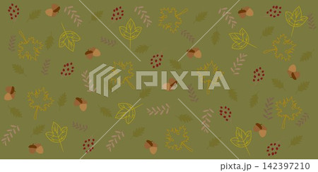 秋、紅葉、落ち葉、秋のイメージ、ベクターイラスト素材 142397210