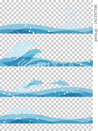 Seamless ocean banner illustration set 142397386