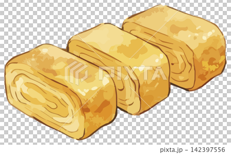 シズル感のある卵焼きのイラスト シズル感のある卵焼きのイラスト 142397556