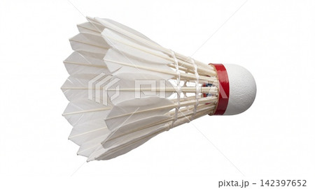 White feathered badminton shuttlecock with red band shuttlecock badminton activity recreation exercise equipment structure isolated background tournament challenge White feathered badminton shuttlecock with red band shuttlecock badminton activity recreation exercise equipment structure isolated background tournament challenge 142397652