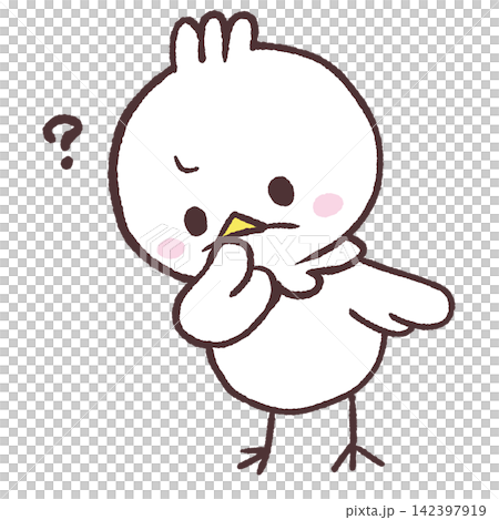 An illustration of a white bird looking down and thinking. An illustration of a white bird looking down and thinking. 142397919
