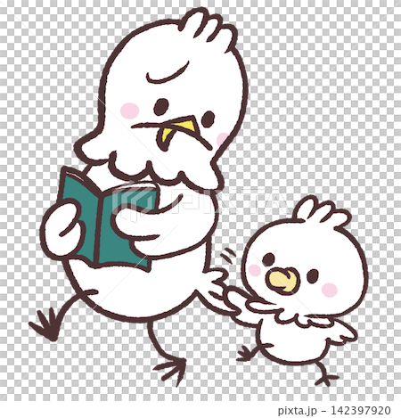 Illustration of a white bird following something Illustration of a white bird following something 142397920