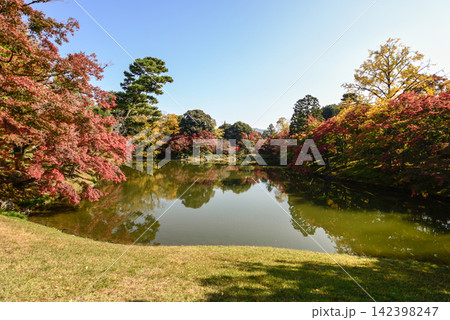 京都仙洞御所 北池 女院御所の池 紅葉 京都仙洞御所 北池 女院御所の池 紅葉 142398247